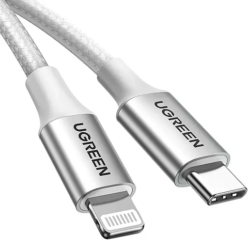 Кабель Ugreen USB 2.0 Type-C M-Lightning M, 1 м, (20V/3A), (60W) Білий, US304 - фото 3