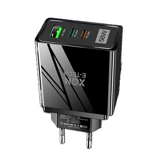 Зарядное устройство XON PowerCharge 58W (PD20) USB Type-C (PCWA058020A1С2B 6068) Черный - фото 1