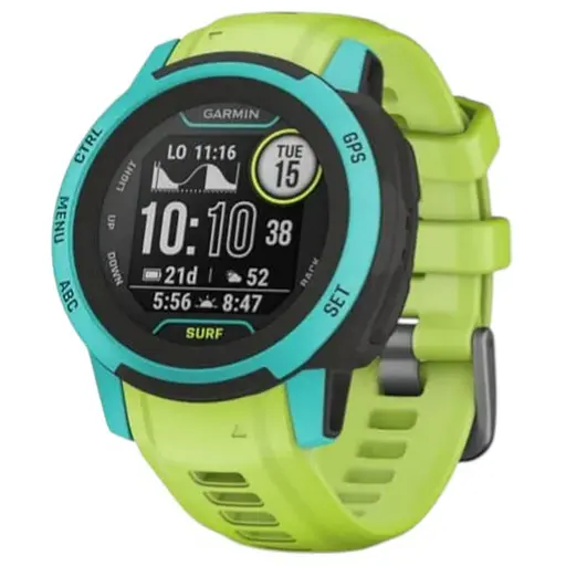 Смарт-часы Garmin Instinct 2S Surf Edition с салатовым силиконовым ремешком