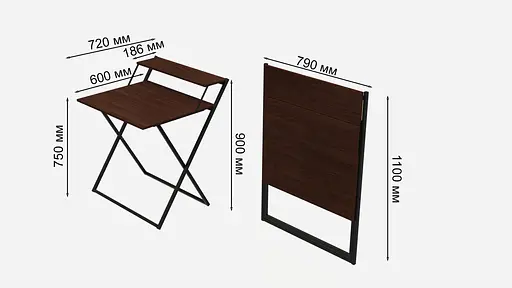 Стол трансформер Компакт 4 750x790x720 Черный металл ДСП Венге Магия 16 мм FRD-105406 - фото 4