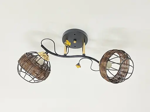 Стельова люстра на 2 плафони 91188A/2 чорний+хром