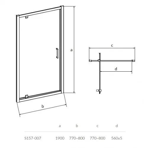 Душевые двери Cersanit Pivot 800x190 S157-007, универсальные, прозрачный, хром - фото 2