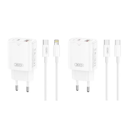 Сетевое зарядное устройство для XO L130 (EU) PD30W/QC18W (1USB-C+1USB-A) Высокоскоростной аппарат с TYPE-C cable Белый - фото 1