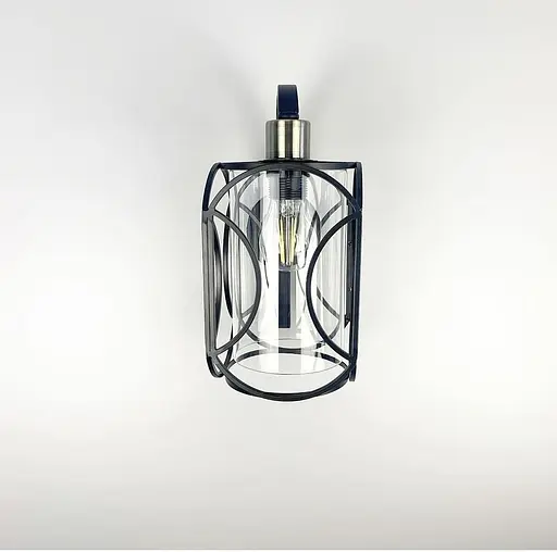 Бра з прозорим плафоном у чорному каркасі 30х15 см Арт. 12055/1W BK+TR Line F - фото 2