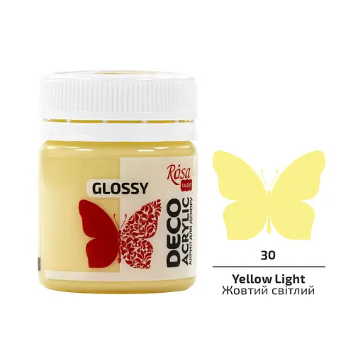 Акрил для декору Жовтий світлий (30) глянцевий 20 мл Rosa Talent - фото 1