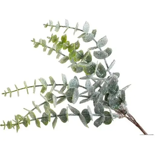 Искусственная ветка Эвкалипта 25 см Флористический материал для декора с эффектом "льда" - фото 1