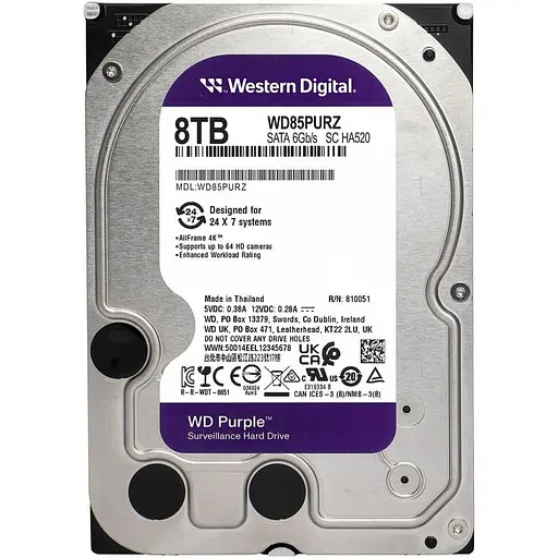 Жорсткий диск 3.5" Western Digital Purple 8 TB SATA 256 MB (Western Digital85PURZ) [141092] - фото 3