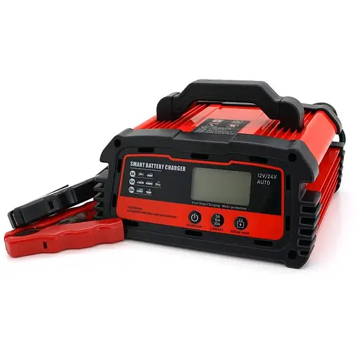 Автоматическое ЗУ для аккумулятора DEMUDA 12V/24V (WET, AGM, GEL), AC110/220V, DC14,8В/29,6В, Ток заряда 12V/20A, 24V/10A, LCD, крокодилы