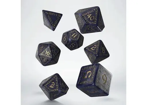 Набір кубиків Runic Mixed-blue & gold Dice Set , 7 шт. (SRUN09) - фото 2