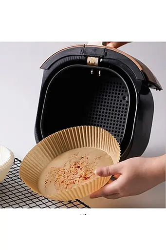 Бумажные вкладыши круглые для аэрофритюрницы Air Fryer Liners 50 шт термостойкие 200×45 мм Коричневый - фото 3