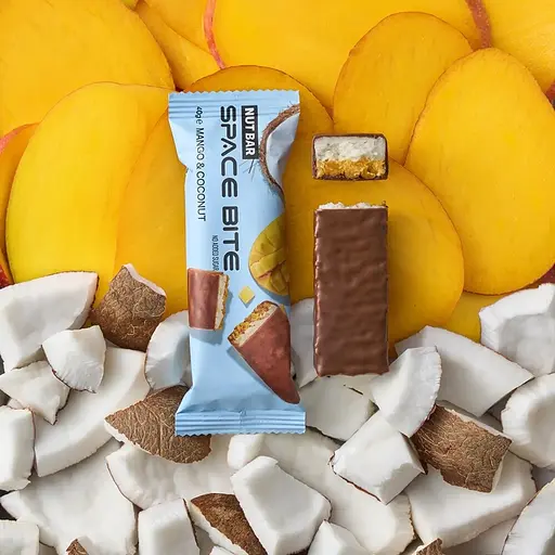Блок батончиків Spacefood Space Bite Nut Bar, 10*40 грам - Кокос-манго - фото 4