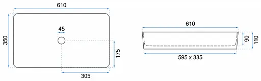 Умивальник Rea Denis black mat накладний чорний матовий REA-U3690, Чорний матовий - фото 8