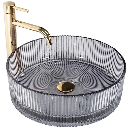 Умивальник Rea Ingrid grey 40 накладний REA-U0279, Прозорий - фото 1