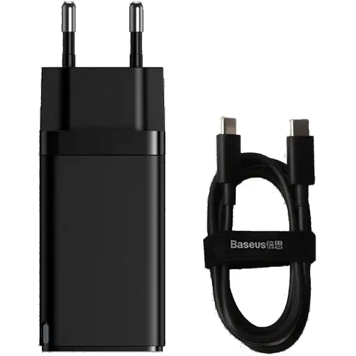 Зарядний пристрій Baseus 65 W GaN2 Pro (CCGAN2P-B01) + кабель 100 W USB Type C чорні - фото 1