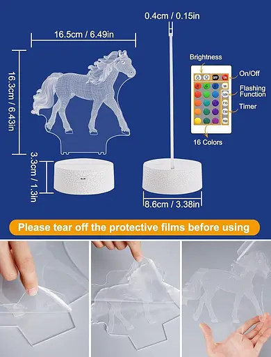 3D Ночник FULLOSUN Horse Gifts для девочек 16 цветов - фото 4
