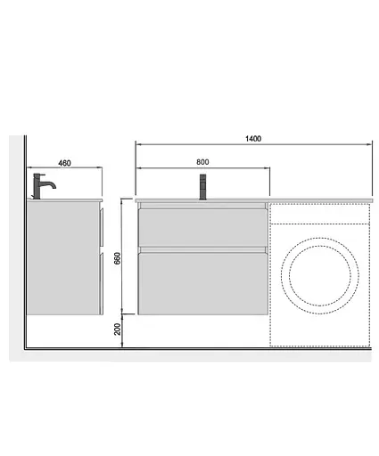 Тумба Мойдодир Fluffy 80-U Adam 140 L Білий підвісна з крилом над пральною машиною Білий - фото 4