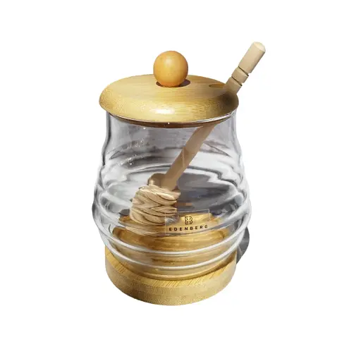 Стеклянная банка для меда Edenberg с крышкой и ложкой-дозатором 220 мл (EB-19781)