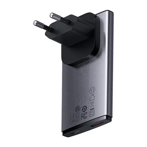 Адаптер сетевой Baseus Gan5 Pro Ultra - Slim Fast Charger C+U 65W (Overseas Edition) (CCGP150113) - фото 1
