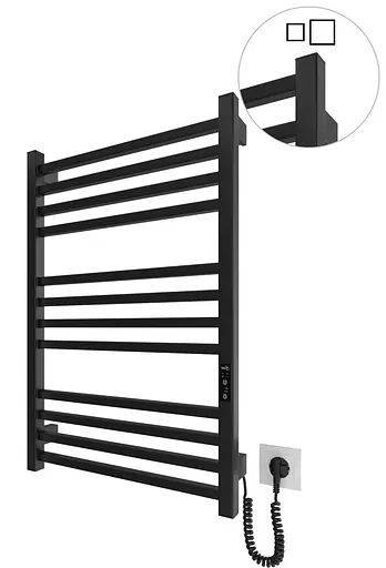 Электрический полотенцесушитель HF London 770x530 black matte 6.1.0102.06.BM, Черный матовый, универсальное (коннектор), Электронный - фото 1