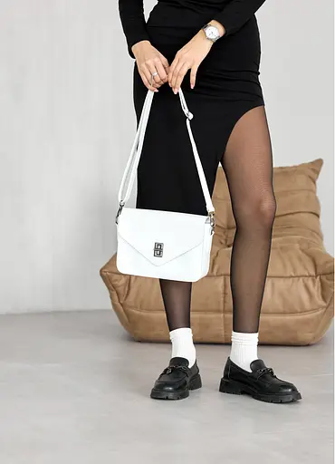 Женская сумка Sambag Leoma Shine белая 25*7*17 см (54050008) - фото 6