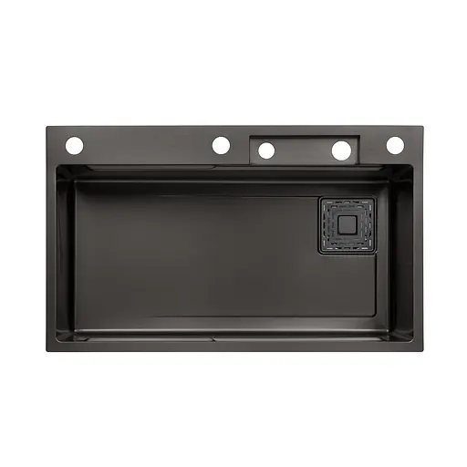 Кухонная мойка Kroner KRP Schwarze - SET7545HM PVD (3.0/0.8 мм) CV033382, Черный - фото 3