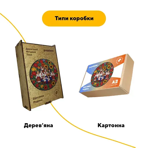 Дерев'яний фігурний пазл Декоративний Розпис Щаслива Родина, А4, Картонна коробка 100 елементів - фото 4