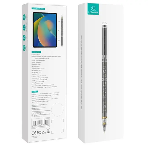 Стилус Usams US-ZB264 Transparent Magnetic Charding Tilt-sensitive Active Touch for iPad Transparent black - фото 7