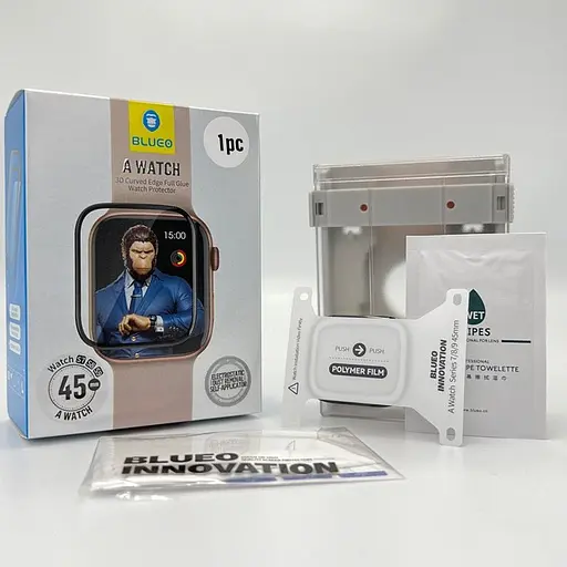 Полимерная 3D пленка Blueo High-Molecule для Apple Watch 7/8/9 41mm (+ аппликатор) Черный - фото 2
