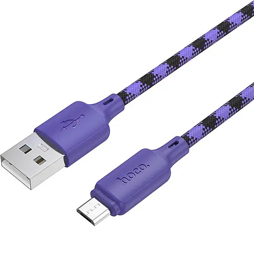 Дата кабель Hoco X116 Meridian USB to MicroUSB 2.4A (1m) Gradient Purple Mix - фото 5