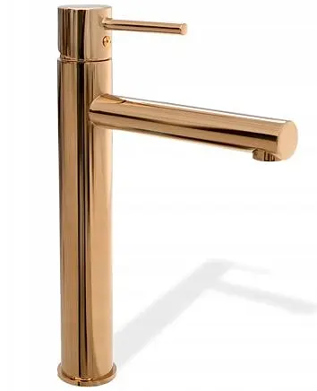 Змішувач для умивальника Rea Tess rose gold рожеве золото високий REA-B8804 Теплый закат - фото 1