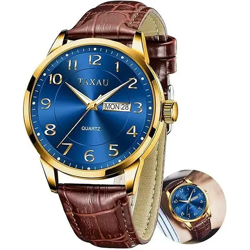 Чоловічий годинник з великим обличчям Легко читаний годинник з арабськими цифрами для чоловіків Класичний чорний коричневий