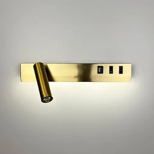 Латунне бра Line F з поворотним спотом зліва + розʼєм USB Арт. WJ 028/2 R AB (правий) - фото 4