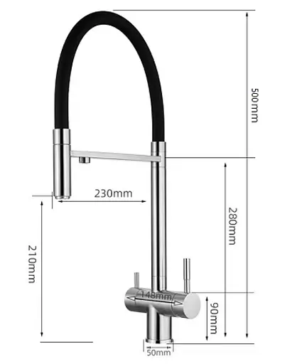 Cмеситель для кухни на две воды гибкий излив Nett GFS-56 Нержавеющая сталь - фото 3