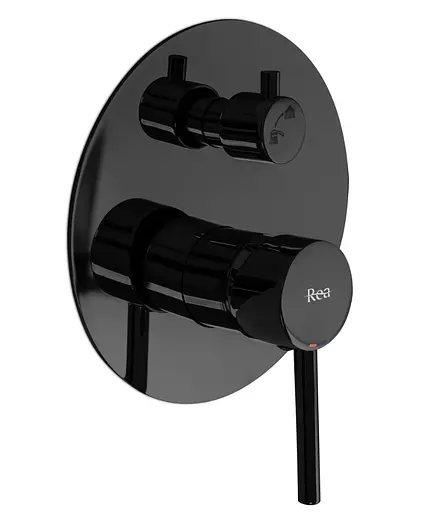 Душова система Rea Lungo black glossy + BOX прихованого монтажу REA-P4420, Чорний матовий - фото 6