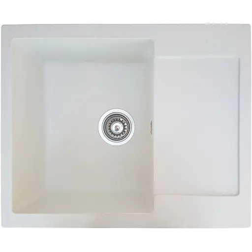 Гранітна кухонна мийка Romzha Janta 62 Biela (102) з крилом - фото 1