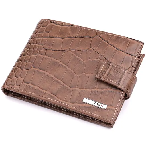 Місткий чоловічий гаманець із натуральної шкіри KARYA 12.7х9х2 см acs0029591 - фото 1