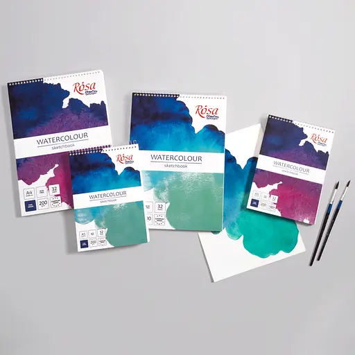 Скетчбук для акварелі на спіралі А5 Фіолетовий 200г/м2 32л білий папір ROSA Studio - фото 6