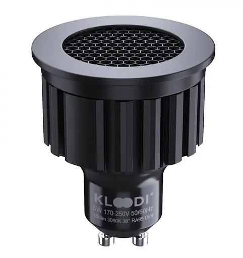 Лампа LED GU10 5WCOB 3000К 450Lm HONEYCOMB FILTER DIM KLOODI KDGU10-HC 5WCOB 3K 36D BK DIM - фото 1