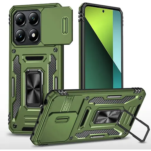 Ударопрочный чехол Epik Camshield Army Ring для Xiaomi 14T Pro Оливковый / Army Green
