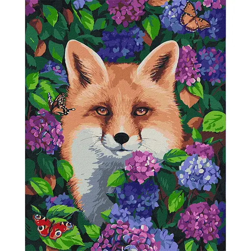 Картина за номерами "Лиса у гортензії" Ideyka KHO4349 40х50 см