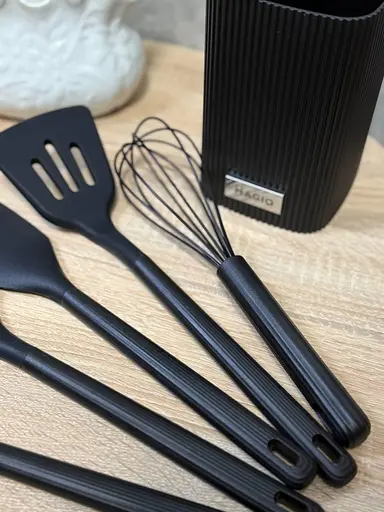 Набір кухонного приладдя Magio MG-1130 із підставкою 8 предметів Чорний - фото 4