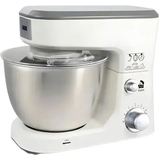 Стационарный миксер тестомес Rainberg RB-8082 с металлической чашей планетарное вращение 5л 3200Вт Белый - фото 1