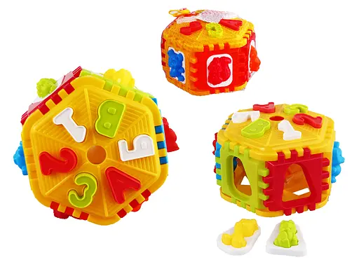 Логический шестигранник-сортер с буквами и животными, 50-003