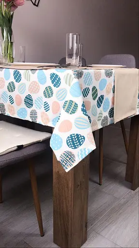 Водоотталкивающая Скатерть Пасхальная крашенка (голубая) 220х140 см (+ 4 салфетки 30х40) - фото 4