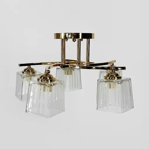 Стельовий золотий світильник на 5 білих плафонів Ø 45 см | Арт. 91173/5 FGD | Line F - фото 2