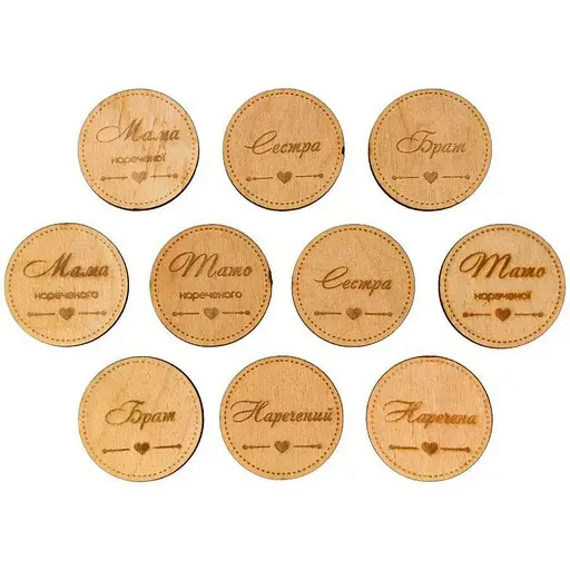 Заготовки значки Rosa Talent Весілля фанера 4 см 10 шт