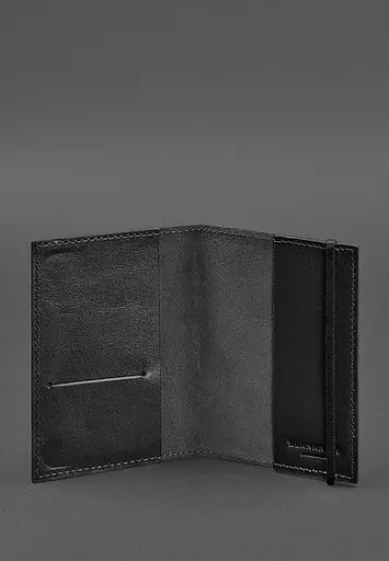 Шкіряна обкладинка для паспорта 1.0 чорна краст - фото 4