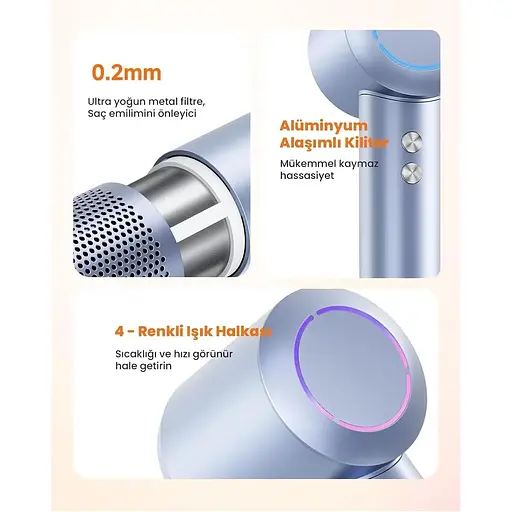 Надтихий і швидкий фен Pluzz X116 Ultra Ion (сріблястий) - фото 3