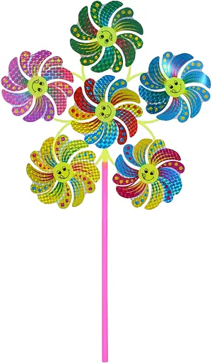 Ветряная вертушка, диаметр 30 см, 6 цветков 10 см, палочка 30 см, фольга, 24x26x4 см