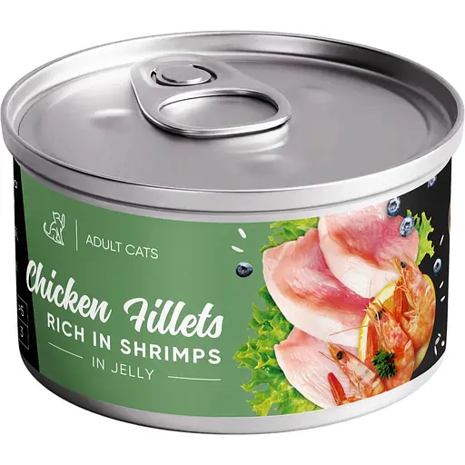 Вологий корм для дорослих котів Savory Chicken Fillets rich in Shrimp in Jelly for Adult Cats філе курки з креветками в желе 70 г - фото 1